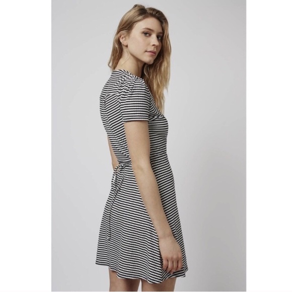 Topshop Dresses & Skirts - Topshop | NWT Ribbed Striped Skater Wrap Dress